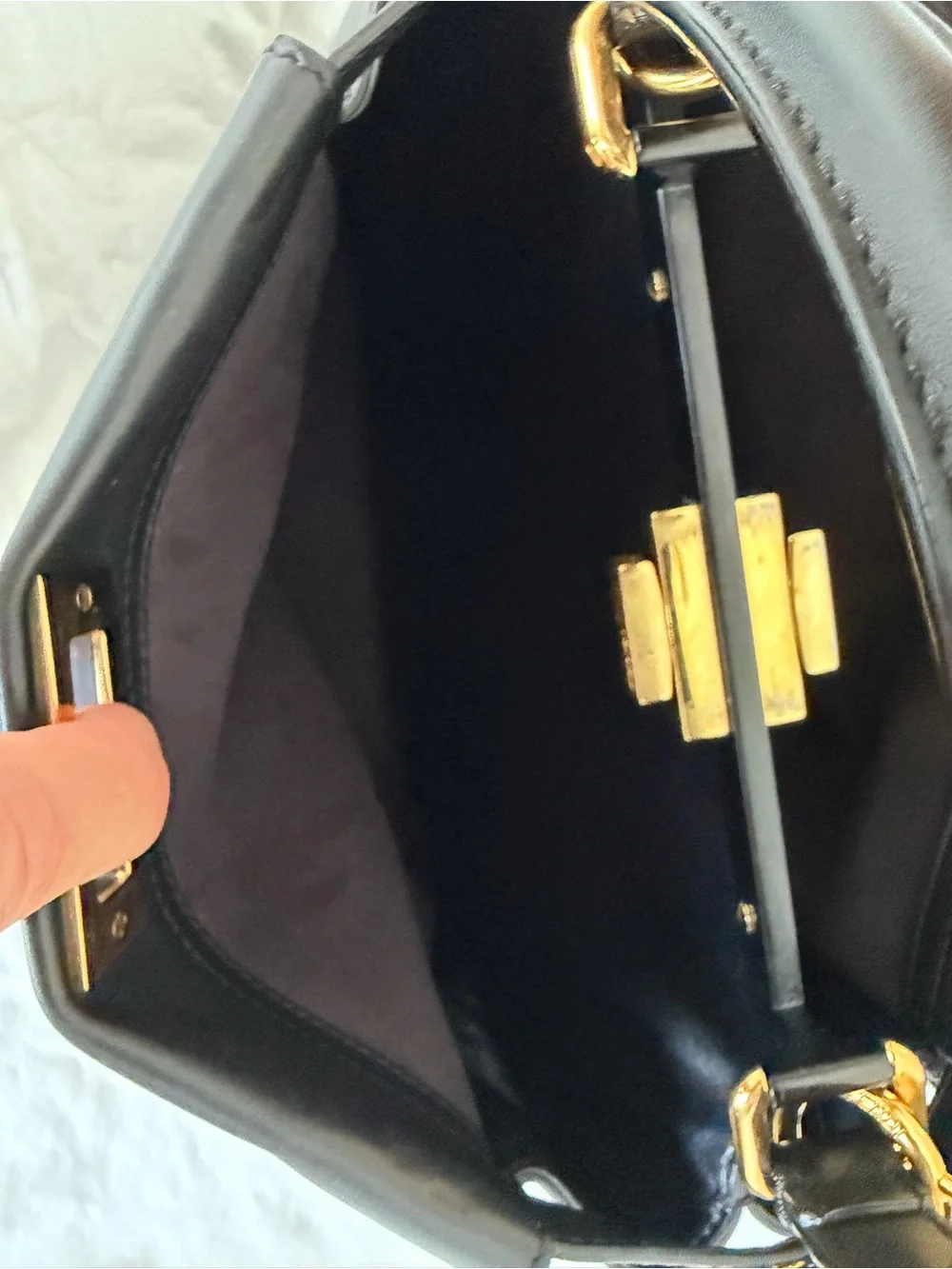 Fendi Black Leather Satchel with Gold Hardware